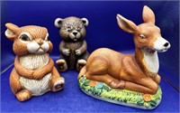3 Ceramic Animal Figurines