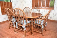 Vintage Oak Yugoslavian Dining Table & Chairs