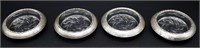 4 Vintage Sterling Silver & Glass Coasters