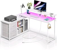 New Seventable Computer Desk with Power Outlet & L