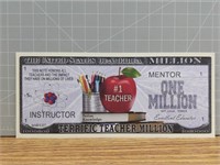 Terrific teacher million dollar banknote
