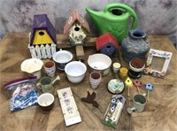 Assorted Garden Stuff -Water Can, Bird Houses, etc