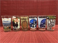 6 Kentucky Derby Mint Julep Glasses:  1974, 1975,