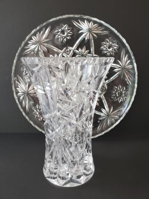 Crystal Vase and Serving Plate