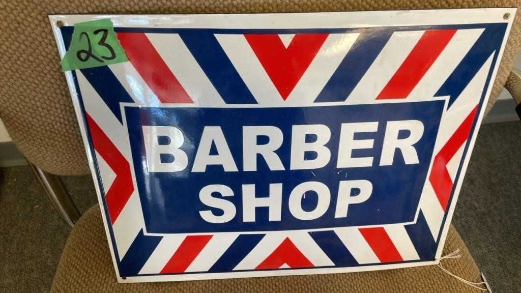16 x 13 inch Porcelain Barber Shop Sign