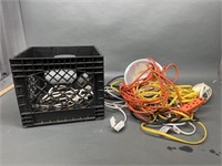 Dairy Crate Full Of Extension Cords And Lights
