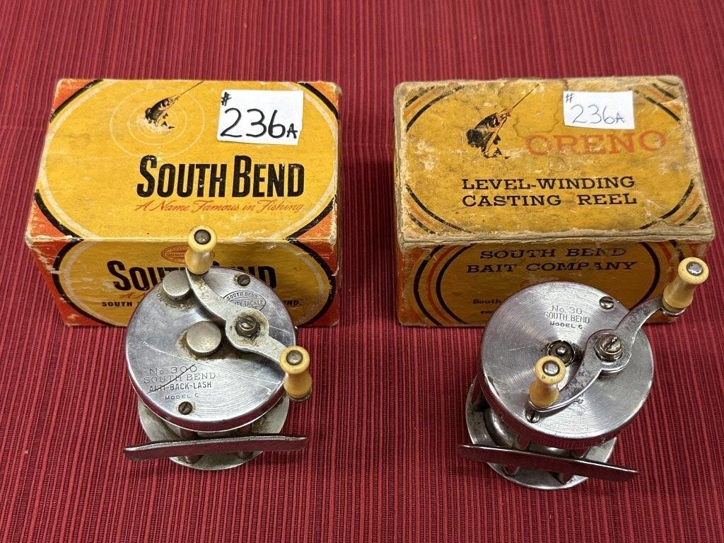 2 Fishing Reels:  South Bend Anti-Back-Lash,