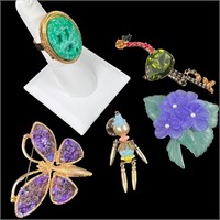 Figural Pins and Ring - Avon, etc
