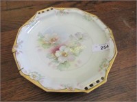 Prussian hand painted floral tab tray