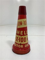 Shell X-100 10W-30 Red Tin Pourer & Cap