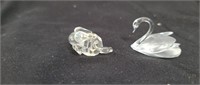 Swarovski Crystal Miniature Swan and Cat