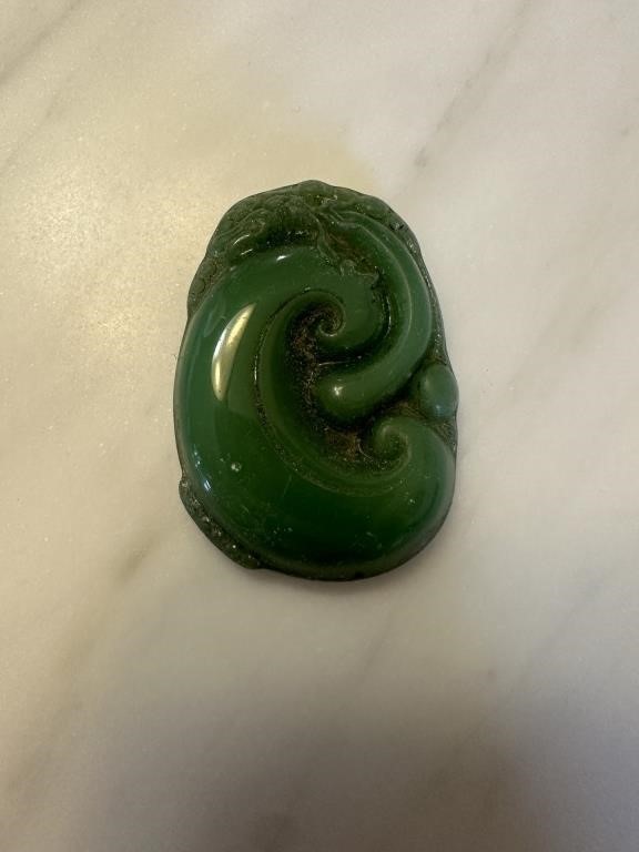 CHINSE CARVED JADE TALISMAN / STONE NOTE