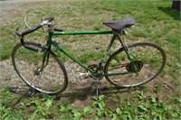 Peugeot 10 speed road bike, old leather saddle, as