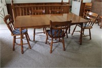 Wooden Table & 5 Chairs 36x72x29H incl Leaf 18"