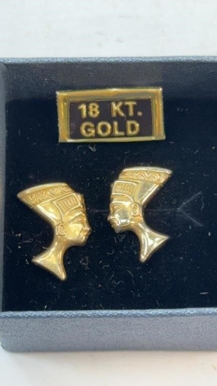 18 KT GOLD NEFERTITI POST EARRINGS