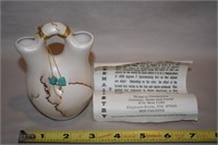 Horsehair Pottery Wedding Vase by Oscar 4.5" tall