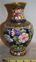 Vtg Chinese Cloisonne 8" tall lightweight vase