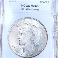 1935-P Silver Peace Dollar HCGS - MS66