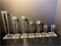 CRYSTAL CANDLE HOLDERS 19 IN 8 IN 6 IN &  IN