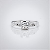 Art Deco 18kt White Gold Diamond Engagement Ring