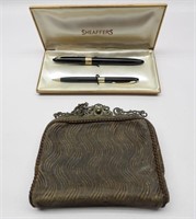 Sheaffer's Pen Pencil Set & Old Purse