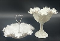 Fenton Spanish Lace Compote & Silver Crest