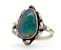 Vintage silver and solid opal ring