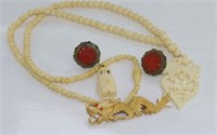 Chinese earrings with dragon brooch