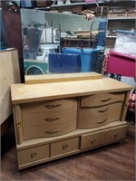 MCM Bassett Blonde 6 Drawer Dresser w/Mirror-32t