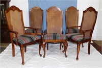 Oak Pressed Cane Back Chairs 6X