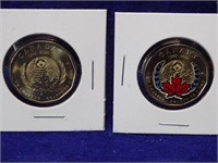 2 2020 UN Loonies-1 plain & 1 coloured