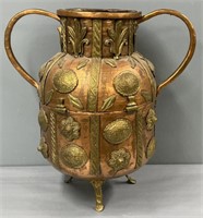 Decorated & Hammered Brass & Copper  Urn
