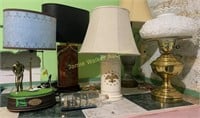 Lot Of Lamps, Brass With Milk Glass Shade, Golf