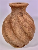Redware vase, swirl body to narrow top, rough