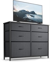 CubiCubi 6 Drawer Dresser  Steel Frame  Black Grey