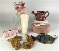 Vintage Crownford Powder Dish, Assorted Figurines