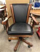 Wood Office Chair with Leather Seat & Back