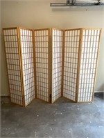 2 Decorative 3-Panel Wood and Fabric Screens.
