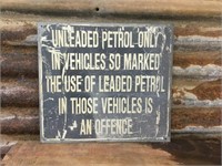 Unleaded Petrol Only Service Station Sign