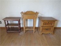 Plant Stand, Oak Wash Stand & 2 Drawer Night Stand