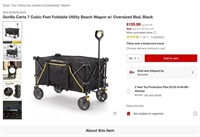 B4248  Gorilla Carts 7 Cu Ft Foldable Beach Wagon