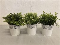 3 IKEA Samverka Metal Planter W/ Faux Plants