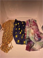 lot of three scarves Michigan, gold, multicolor