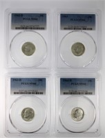 1962-D, 63, 63-D, 64-D Dimes PCGS MS66