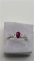 Ruby Sterling Silver Ring Size 6.5