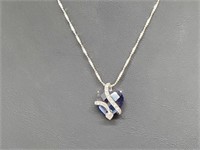 .925 Sterling Silver Sapphire Pendant & Chain