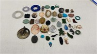 Large Lot Of Carved Figures, Cameos Scarabs & More