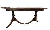 Wood Dining Table w/Brass Feet & Table Pads