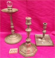 320 - LOT OF 3 VINTAGE CANDLE HOLDERS (A44)