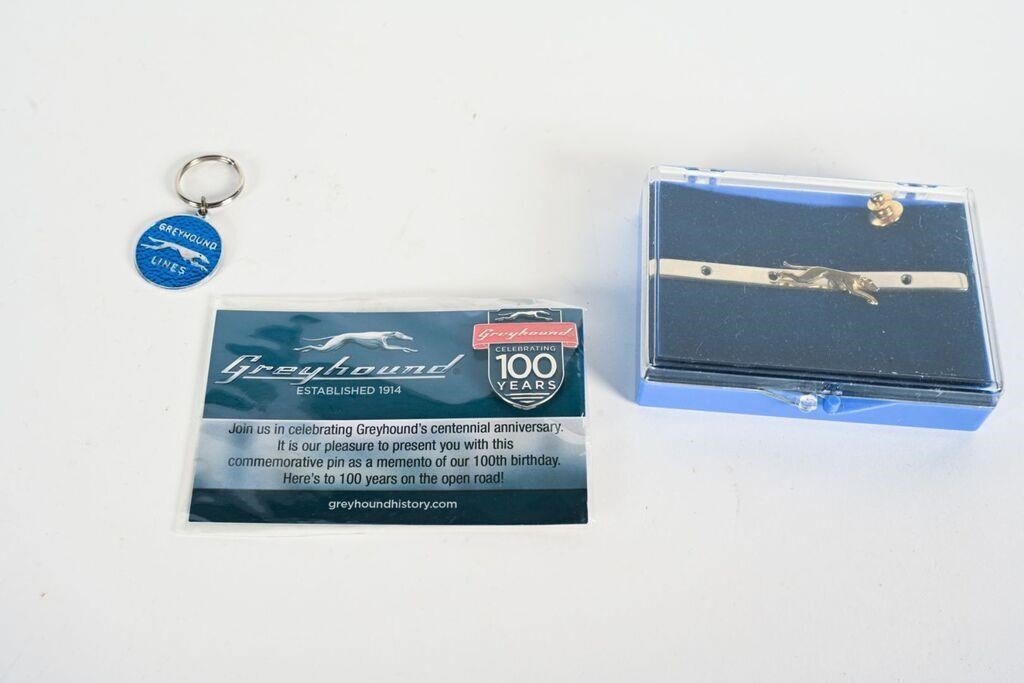 GREYHOUND 100 YEARS PINS AND KEY CHAIN